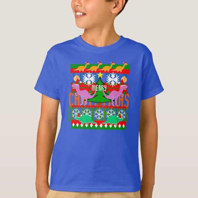Ugly Christmas Sweater Pattern Dinosaurs (Front)