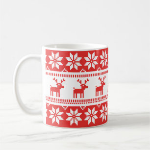 Ugly Christmas Sweater Pattern Funny Coffee Mug
