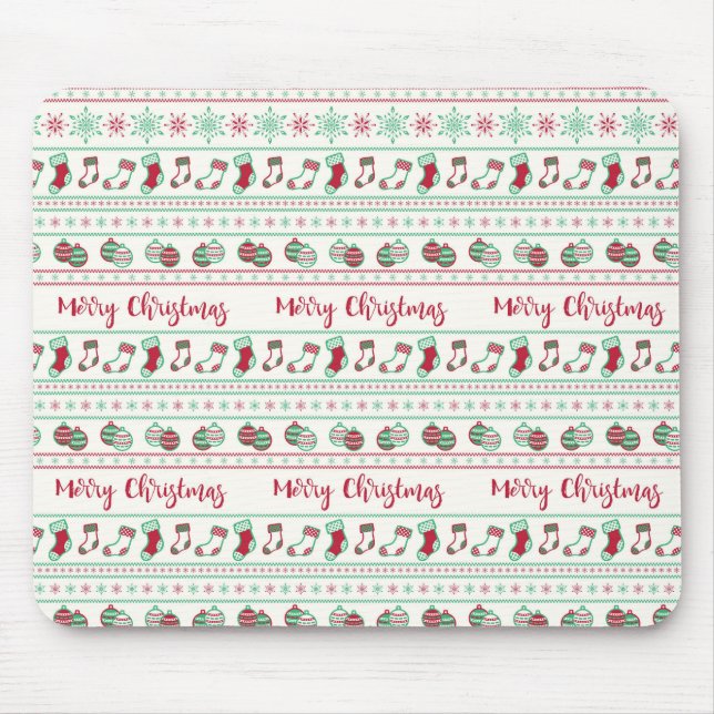 Ugly Christmas Sweater Pattern Holiday Mouse Pad (Front)