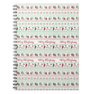 Ugly Christmas Sweater Pattern Holiday Notebook