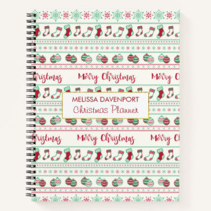 Ugly Christmas Sweater Pattern Holiday Notebook