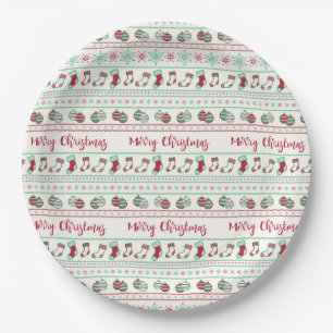 Ugly Christmas Sweater Pattern Holiday Paper Plate
