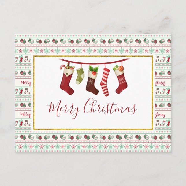 Ugly Christmas Sweater Pattern Holiday Postcard (Front)