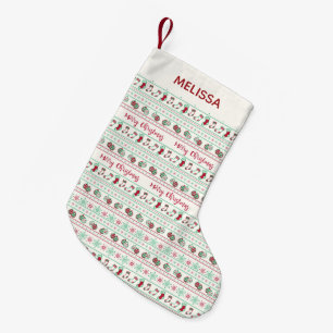 Ugly Christmas Sweater Pattern Holiday Small Christmas Stocking