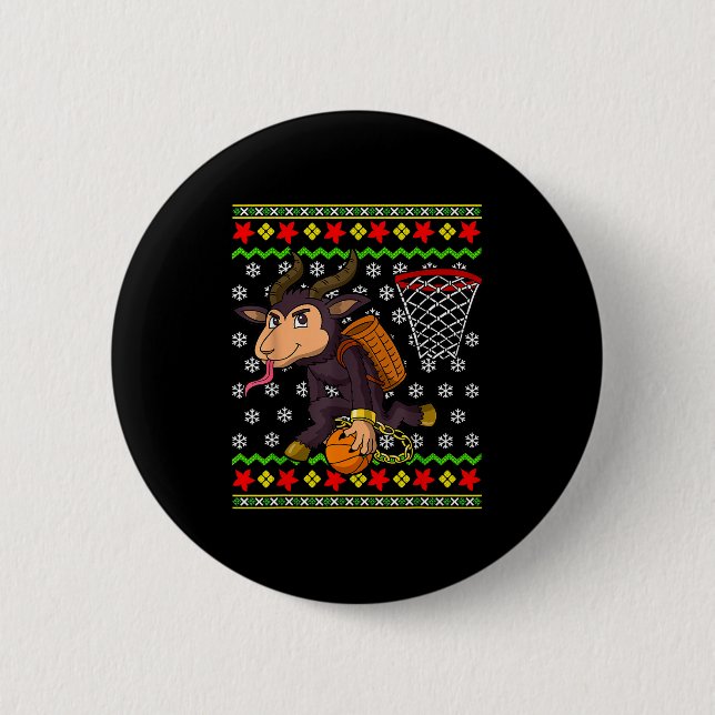 Ugly Christmas Sweater Pattern Kids Krampus Basket 6 Cm Round Badge (Front)