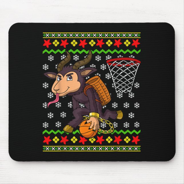 Ugly Christmas Sweater Pattern Kids Krampus Basket Mouse Pad (Front)