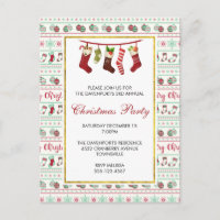 Ugly Christmas Sweater Pattern Party Invite