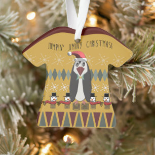 Ugly Christmas Sweater Penguin Gold - Personalised Ornament