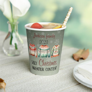 Ugly Christmas Sweater Personalised Paper Cups