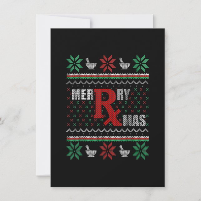 Ugly Christmas Sweater Pharmacy Tech Merry Xmas Ph Invitation (Front)