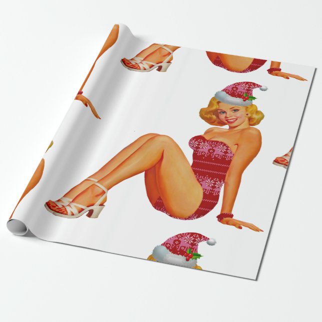 ugly christmas sweater pin up wrapping paper (Unrolled)