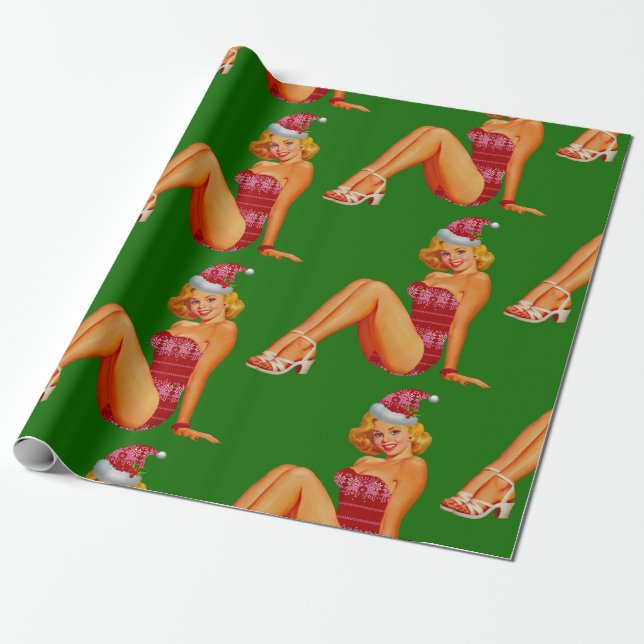 ugly christmas sweater pin up wrapping paper (Unrolled)