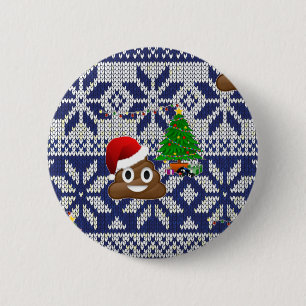 ugly Christmas sweater poop emoji 6 Cm Round Badge