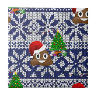 ugly Christmas sweater poop emoji Ceramic Tile