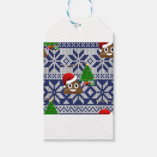 ugly Christmas sweater poop emoji Gift Tags