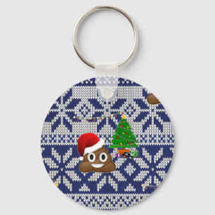 ugly Christmas sweater poop emoji Key Ring