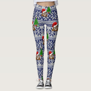 ugly Christmas sweater poop emoji leggings