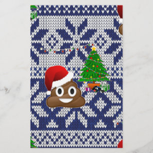ugly Christmas sweater poop emoji Stationery