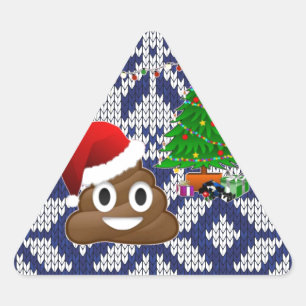 ugly Christmas sweater poop emoji Triangle Sticker
