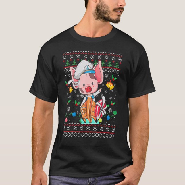 Ugly Christmas Sweater Princess Pig Xmas Girl Teen (Front)
