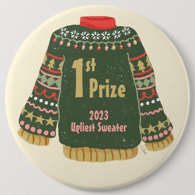 Ugly Christmas Sweater Prize 6 Cm Round Badge (Front)