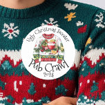 Ugly Christmas Sweater Pub Crawl Activity Drinking Classic Round Sticker<br><div class="desc">This design may be personalised in the area provided by changing the photo and/or text. Or it can be customised by clicking Personalise this Template and then choosing the click to customise further option and delete or change the colour of the background, add text, change the text colour or style,...</div>
