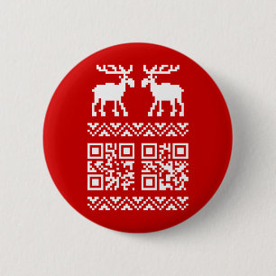 Ugly Christmas Sweater QR Code Happy New Year ! 6 Cm Round Badge
