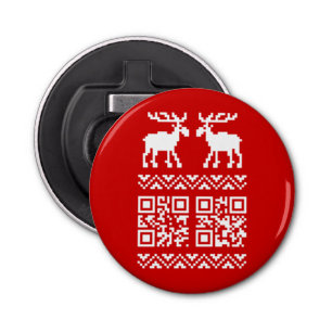 Ugly Christmas Sweater QR Code Happy New Year ! Bottle Opener