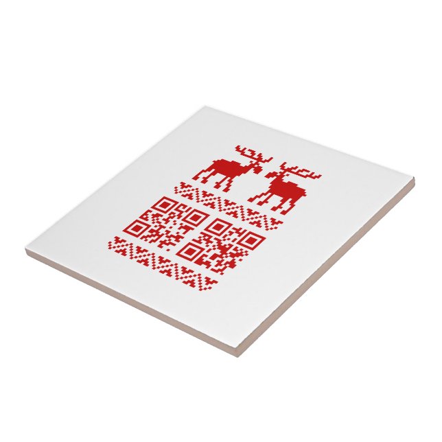 Ugly Christmas Sweater QR Code Happy New Year ! Ceramic Tile (Side)