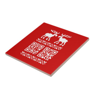 Ugly Christmas Sweater QR Code Happy New Year ! Ceramic Tile