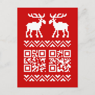 Ugly Christmas Sweater QR Code Happy New Year ! Holiday Postcard