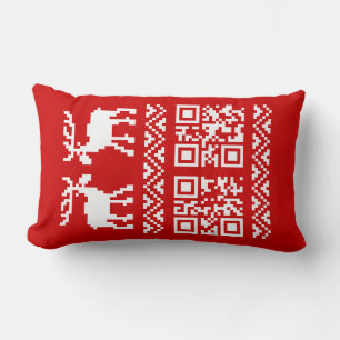 Ugly Christmas Sweater QR Code Happy New Year ! Lumbar Cushion