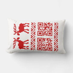 Ugly Christmas Sweater QR Code Happy New Year ! Lumbar Cushion