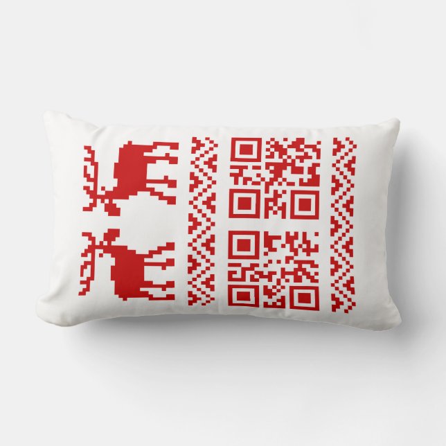 Ugly Christmas Sweater QR Code Happy New Year ! Lumbar Cushion (Front)