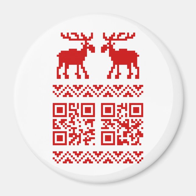 Ugly Christmas Sweater QR Code Happy New Year ! Magnet (Front)
