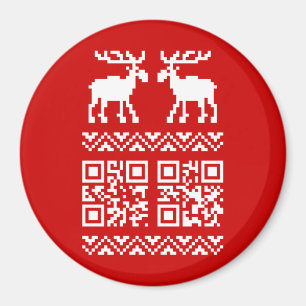 Ugly Christmas Sweater QR Code Happy New Year ! Magnet