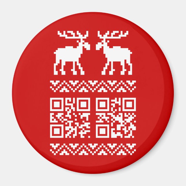 Ugly Christmas Sweater QR Code Happy New Year ! Magnet (Front)