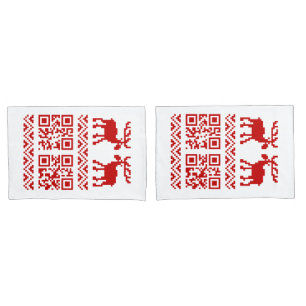 Ugly Christmas Sweater QR Code Happy New Year ! Pillowcase