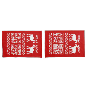 Ugly Christmas Sweater QR Code Happy New Year ! Pillowcase