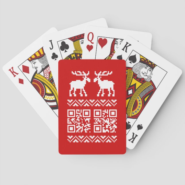 Ugly Christmas Sweater QR Code Happy New Year ! Playing Cards (Back)