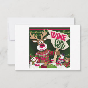 Ugly Christmas Sweater Reindeer and friends Thank You Card