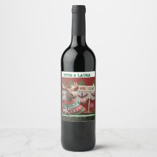 Ugly Christmas Sweater Reindeer. Wine this way Label