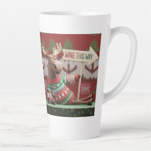 Ugly Christmas Sweater Reindeer. Wine this way Latte Mug