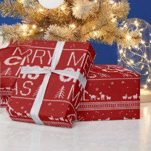 Ugly Christmas Sweater Religious Christian Red Wrapping Paper