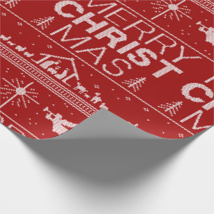 Ugly Christmas Sweater Religious Christian Red Wrapping Paper