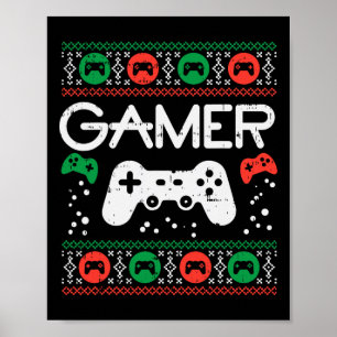 Ugly Christmas Sweater Retro Video Game Xmas Boys Poster
