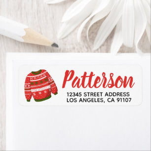 Ugly Christmas Sweater Return Address Label