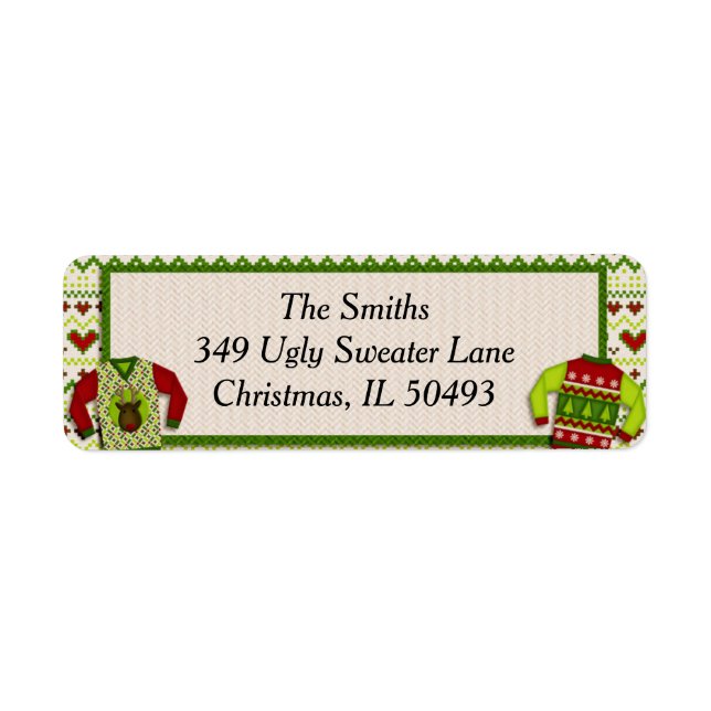 Ugly Christmas Sweater Return Address Labels (Front)