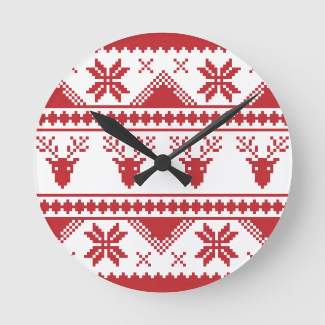 ugly christmas sweater round clock (Front)