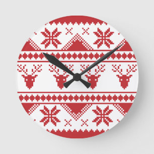ugly christmas sweater round clock